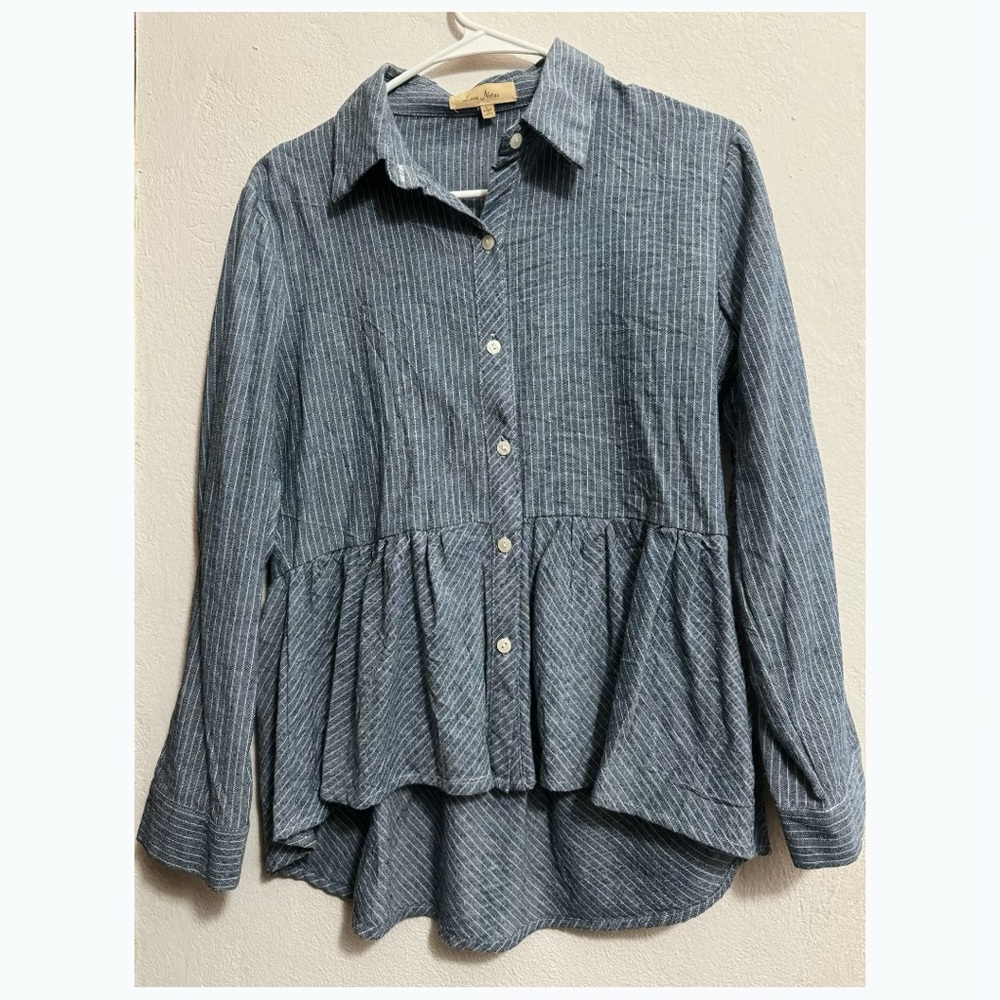 LOVE NOTES | Women’s Blue with White Stripes Top | Size Large
